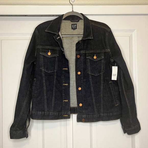 GAP Icon Denim Jacket Dark Indigo Large NWT - Picture 2 of 6